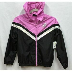 NWT Body Glove Girls 12  Windbreaker Retro Pink Black  Stripe Logo‎